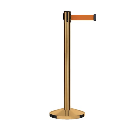Montour Line Stanchion Belt Barrier Sat.Brass Post 13ft. Orange Belt ES400-SB-OR-130